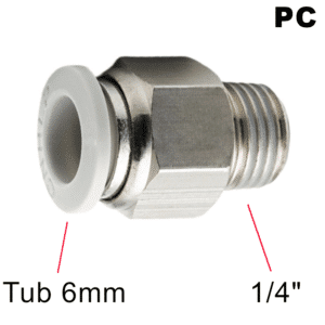 Quick connector straight PC white plastic tube 6mm - 1/4"E
